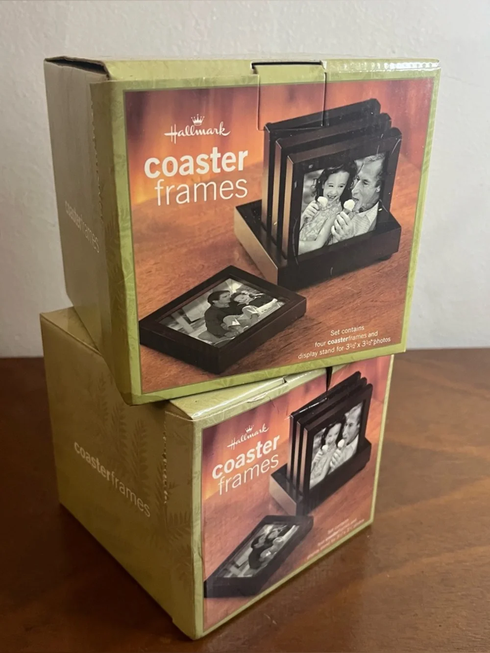 Like‎ New Vintage Hallmark Black Coaster Picture Frames Set Four Square Holders